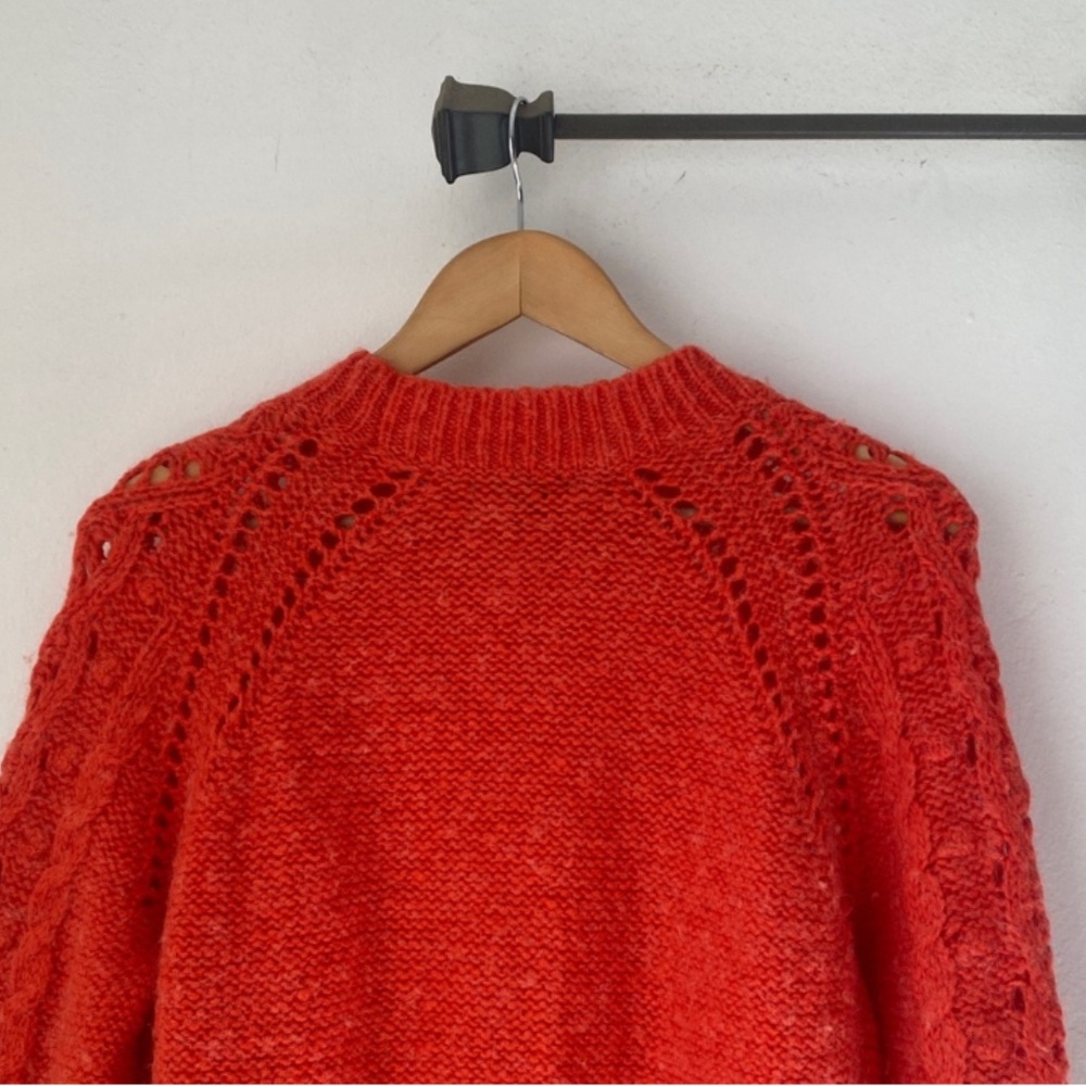 J. Crew M Cable-Knit Pointelle Sweater. - Picture 9 of 12